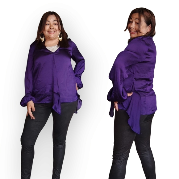 SUITED FOR WORK WOMENS SIZE LARGE Purple Blouse - Picture 1 of 7